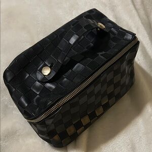 Black Checkered Cosmetic Bag